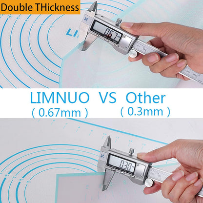 Silicone Baking Mat，Non Stick Rolling Dough with Measurements for Pie Pizza Cookies Fondant Making，Extra Thick Non Slip Silicone Pastry Mat