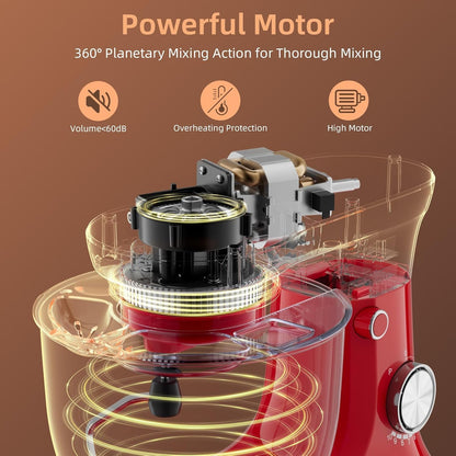 Electric Stand Mixer,10 Speeds 660W Tilt-Head Food Mixer, 3-IN-1 Kitchen Mixer for Daily Cooks with 6.5 QT Bowl,Dough Hook, Beater, Whisk (Empire Red)