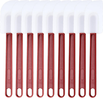 heffiso Silicone Rubber Spatula and Spoon Rubber Spatula Set of 3, High Heat Spatula Spoon, Commercial Spatula for Cooking, Commercial Rubber Spatula (9 Scrapers (9.5 Inches)), White