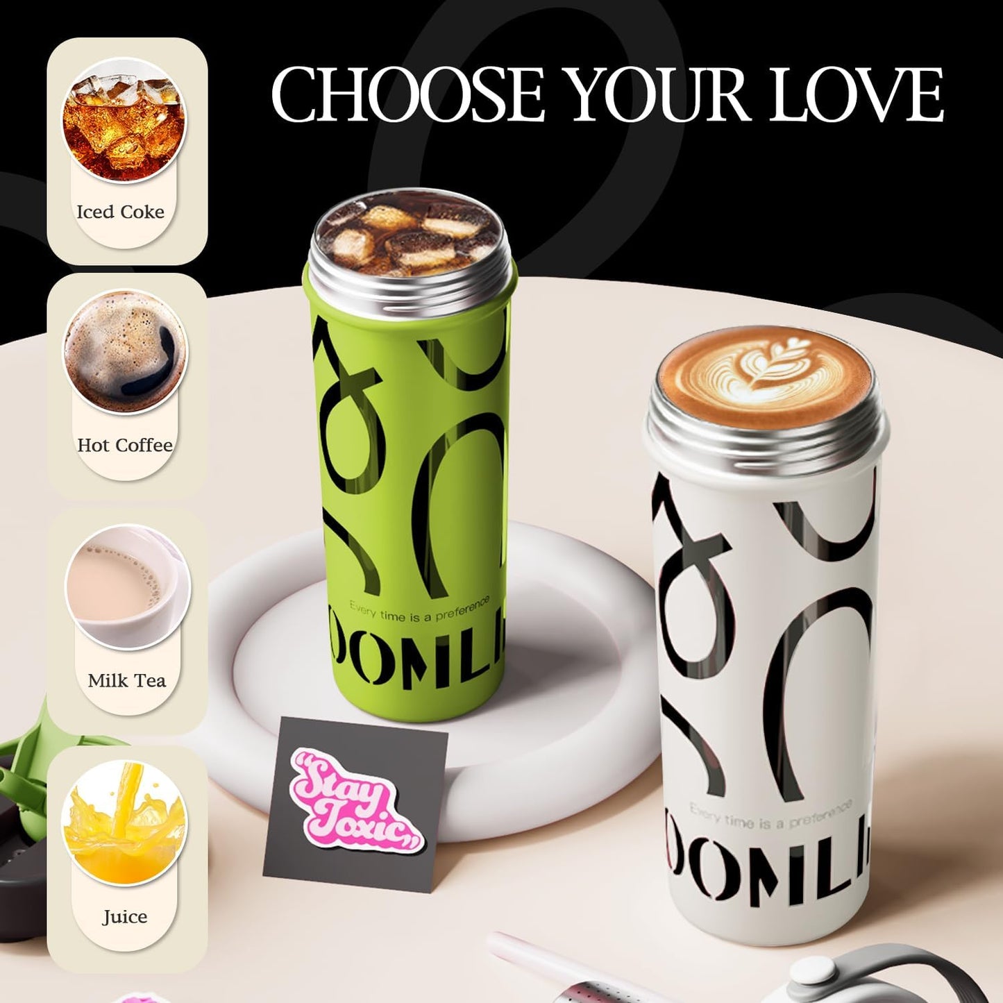 GOOM 20 oz Spill Proof Tumbler with Lid and Straw, Top Handle, Extended Tea Infuser, 6-Layer Insulation 18/10 Stainless Steel, Christmas Gifts for Mom Women Man Her, Teacher Gifts - White