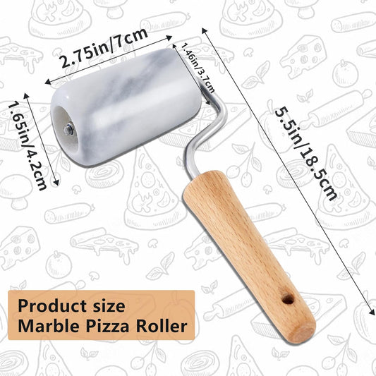 Tianman Small Marble Rolling Pin Pizza Roller, Marble Pastry Roller Non-Stick T-Type, For Cake Baking Tortilla Fudge Pizza Cookies and Other Kitchen Baking Cooking (Type 3 White).