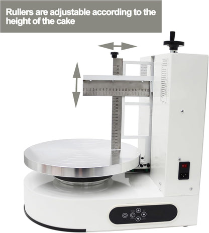 TECHTONGDA Cake Cream Spreading Frosting Icing Turntable Automatic Coating Machine with Graduated Scraper 60-320RPM Rotating Speed for 6-14inch Cakes White