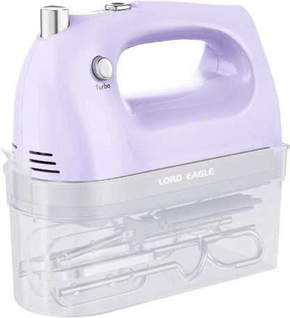 Lord Eagle Hand Mixer Electric 400W, 5 Speed handheld Mixer, 5 Stainless Steel Accessories for Baking Cake Egg Cream Food Beater, Turbo Boost/Self-Control Speed + Eject Button