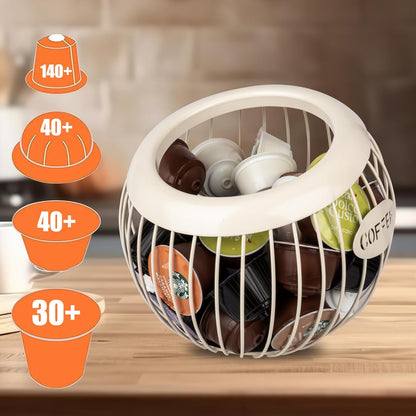 Stainless Steel Cup Coffee Basket pods holder Sturdy for Home or Office Kitchen Counter Organizer Espresso Capsule (WHITE)