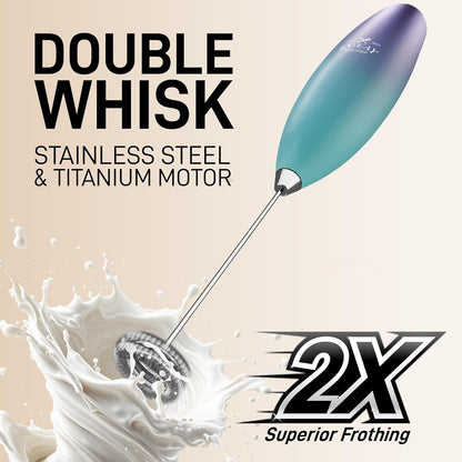 Zulay Kitchen Whisk Milk Frother with 4 Duracell Batteries - Powerful Handheld Foam Maker for Coffee, Lattes, Matcha, Hot Chocolate & Cappuccinos - Whip Creamy Froth in Seconds