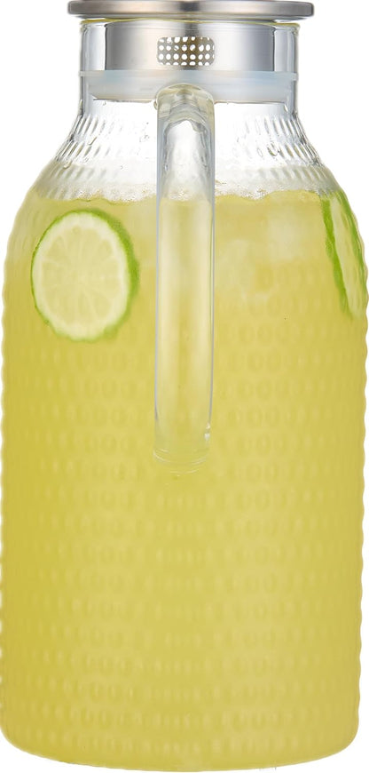 Karafu 3 Liter/100 Oz Glass Pitcher with Lid, Easy Clean Heat Resistance Borosilicate Glass Jug for Hot/Cold Water, Milk, Ice Tea and Juice Beverage
