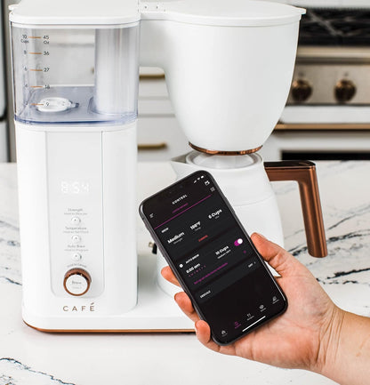 Café Specialty Drip Coffee Maker | 10-Cup Insulated Thermal Carafe | WiFi Enabled Voice-to-Brew Technology | Smart Home Kitchen Essientials | SCA Certified, Barista-Quality Brew | Matte White