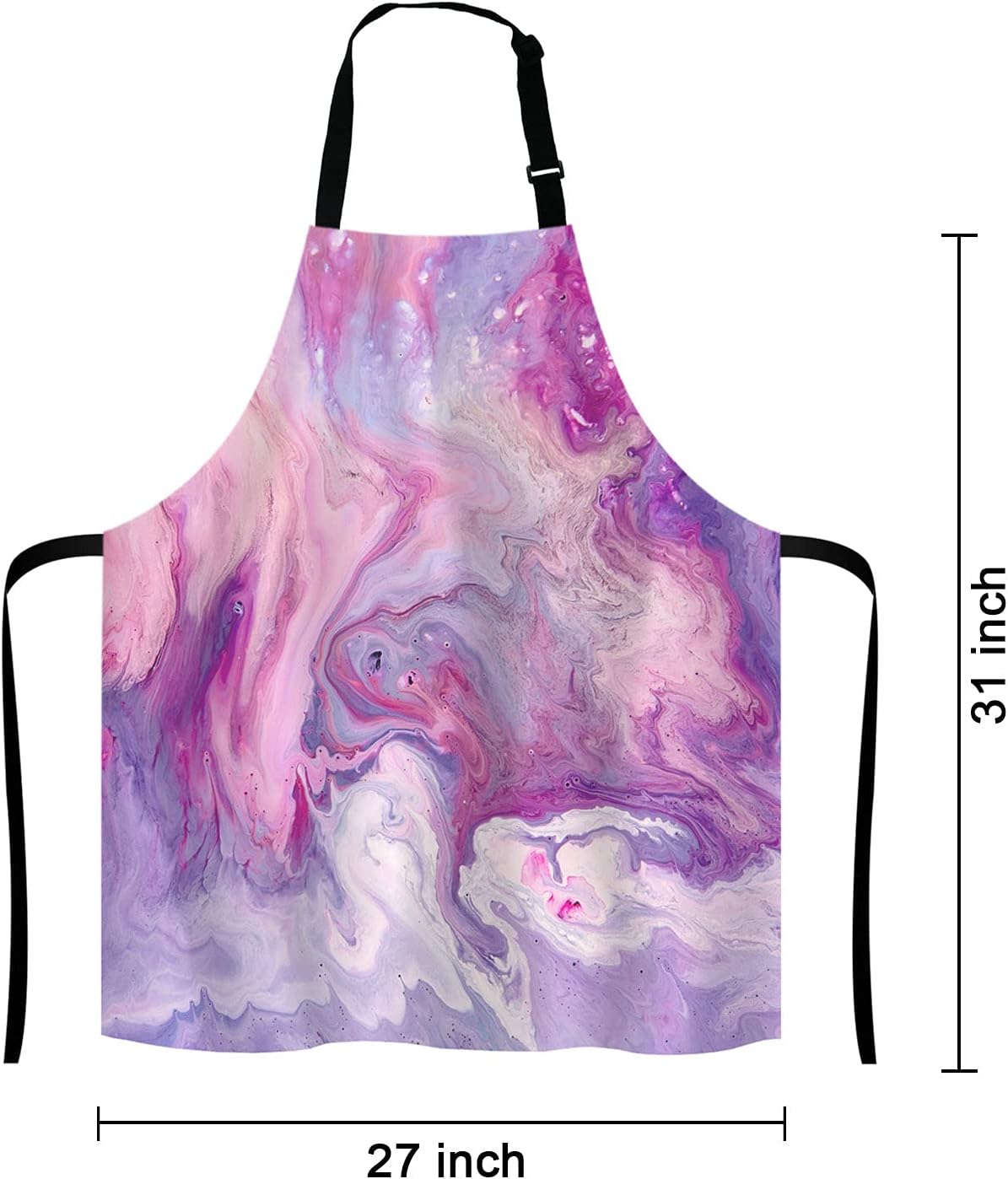 Purple Marble Pattern Bib Apron with Adjustable Neck for Men Women,Suitable for Home Kitchen Cooking Waitress Chef Grill Bistro Baking BBQ Apron