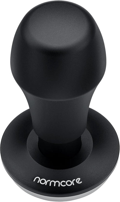 Normcore 51mm Coffee Tamper V4.1 with Click Sound Feedback, Spring Loaded Tamper Fit Delonghi Portafilter, 304 Stainless Steel Flat Base, Anodized Aluminum Handle with Silicone Stand, Black