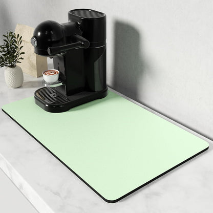 Rnivvi Coffee Mat, 12" x 19" Coffee Bar Mats for Espresso Machine Station Accessories and Organizer, Hide Stain Rubber Backed Absorbent Dish Drying Pad for Kitchen Counter, Cute Bar Decor Pad, Green