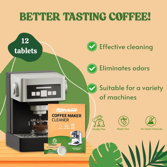 Coffee Maker Cleaner & Descaler Tablets 12-Pack - Coffee Machine Tablets for Keurig,Nespresso,Jura, Breville, Ninja, Deep Cleaning Coffee Pot Cleaner and Descaler for All Espresso Machines
