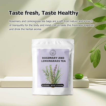 HANFANGLING Rosemary Lemongrass Herbal Tea - 20 Tea Bags, Natural Blend of Rosemary & Lemongrass, Caffeine-Free, Refreshing & Uplifting, Relaxation & Digestion
