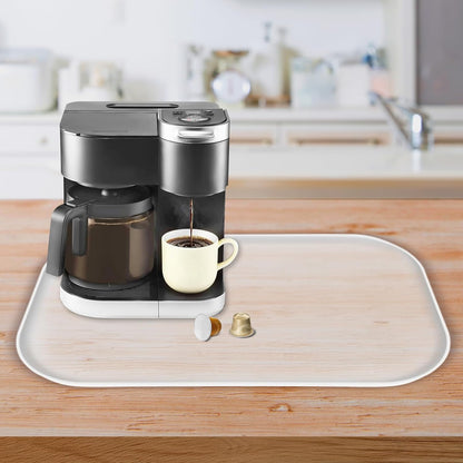 Silicone Coffee Maker Mat with Lip, 24'' x 16'' Heavy Duty Coffee Maker Mat for Countertops, Coffee Tray Fit Under Coffee Machine Appliance Automatic Machines Espresso Accessory, Translucent
