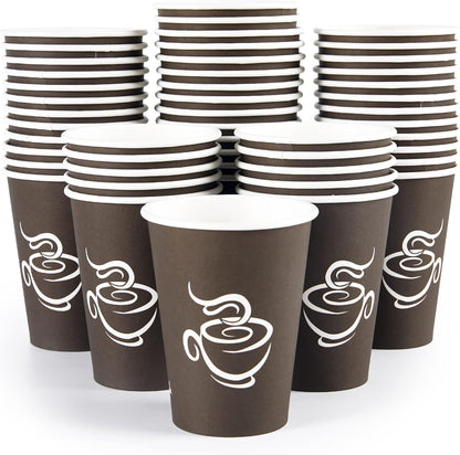 LITOPAK 240 Pack 12 oz Paper Cups, Brown Disposable Hot Coffee Cups for Party, Picnic, Travel, and Events