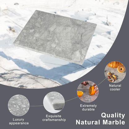 Koville Natural Marble Cutting Board for Kitchen Countertop, 16" x 12" Rectangular Marble Cutting Board Pastry Boards Cheese Boards for Home Decor, Resistant Stone Charcuterie Board Chopping Slab