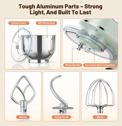 Stand Mixer 6QT Kitchen Mixer with LED Touchscreen, 11-Speed Tilt-Head Mixer with Timer, 4 Preset Menus, Stainless Steel Bowl, Dough Hook, Whisk, Beater