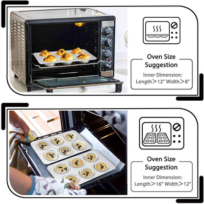 TeamFar 2 Packs Muffin Pan, Stainless Steel Muffin Cupcake Pan Tin Tray for Baking, for Mini Cakes/Tarts/Quiche, Healthy & Sturdy, Oven & Dishwasher Safe (6-Cup)