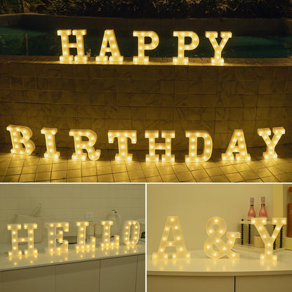 Foaky LED Letter Lights Sign Marquee Light Up Letters Sign for Night Light Wedding/Birthday Party Battery Powered Christmas Lamp Home Bar Decoration(E)