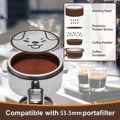 53.5mm Espresso Puck Screen, Lower Shower Screen, Metal Coffee Reusable Filter for 54mm Espresso Portafilter Basket, 1.7 Thickness(Panda)