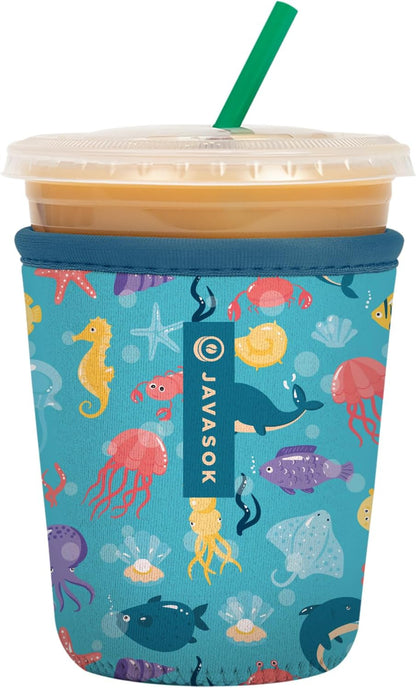 Sok It JavaSok Iced Coffee & Cold Soda Insulated Neoprene Cup Sleeve (Underwater Adventures, Small: 16-20oz)