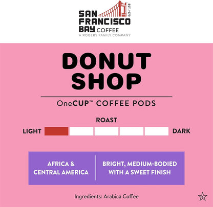 San Francisco Bay Compostable Coffee Pods - Donut Shop (36 Ct) K Cup Compatible including Keurig 2.0, Light Roast