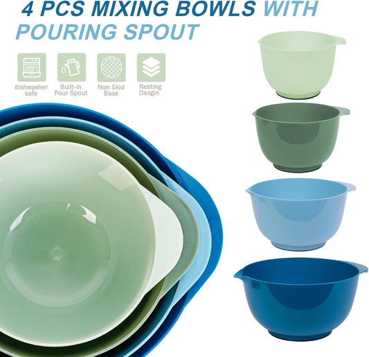 BoxedHome Classic Mixing Bowl Set, BPA Free Plastic, Microwave and Dishwasher Safe, 4.5 quarts (Sapphire)