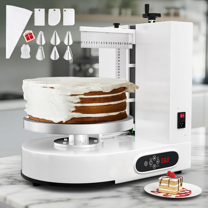 PYY Cake Decorating Machine - 4-12 Inch Automatic Cake Cream Spreading Machine for Cake Smoothing Machine, Electric Cake Turntable 60-320 RPM with Graduated Scrapers Maquina Para Decorar Pasteles
