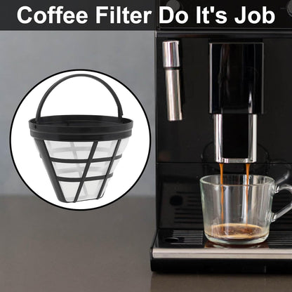 Reusable Coffee Filter Baskets, 4Pcs Cone Coffee Maker Filters #4 Replacement Coffee Filters 8-12 Cup with Spoon and Brush, Compatible with Ninja CFP301 CFP201 Coffee Machine Accessories