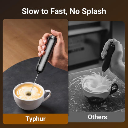 InstaWhisk Milk Frother with Variable Speed, Battery Operated Handheld Coffee Foam Frother Wand, Electric Drink Mixer with Stand & Detachable Double Whisk, Stainless Stirrer for Latte, Matcha, Protein