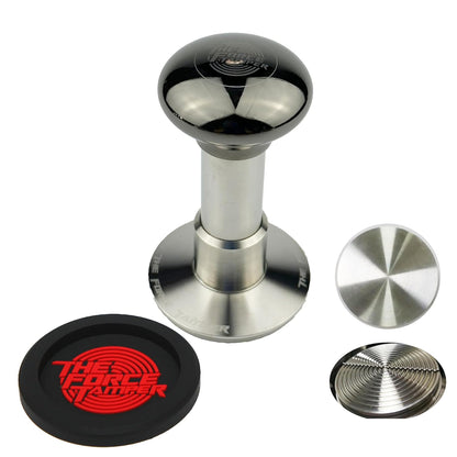 The Force Tamper Automatic Impact Adjustable Constant Pressure and Autoleveling Coffee Tamper Black Mirror Jellyfish AL Handle Set Pro (Ripple-Distribute, 58.50mm)