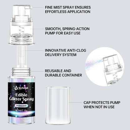 Red Edible Glitter Spray - 15g Edible Red Glitter for Cakes Food Grade Shimmer Powder Cake Spray for Cookie Decorating Chocolate Strawberry