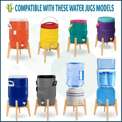 ZPirates 5 Gallon Water Dispenser Stand - Use to Hold Dispensers Jugs Bottles Jars and Ceramic Crocks, Holds 3 to 5-Gal Load, Adjustable - Bamboo Wood