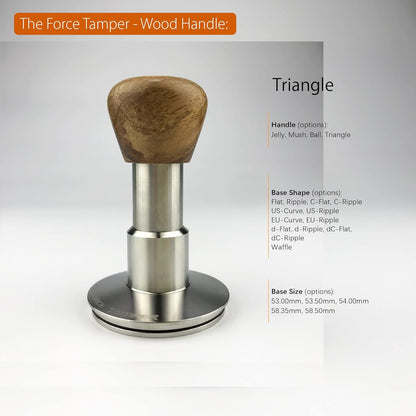 The Force Tamper Automatic Impact Coffee Tamper Standard Set Wood Handle (Triangle, 54.00mm)