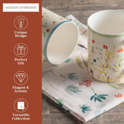 Maison d' Hermine Coffee Mug with Handles Fine Bone China Mugs Pack of Two Tea Cups for Hot Beverages Cappuccino Latte Home Restaurant Office Perfect for Gift (Colmar, 15 Ounce)