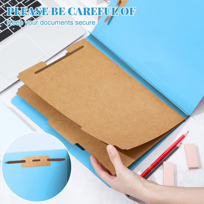 24 Pcs Classification Folders Letter Size Bulk - 2 Dividers Pressboard File Folder with 3. 5 Inch Expansion, 2 Prongs Fastener, Heavy Duty Office File Organizer for Teacher Medical (Blue)