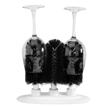 New Star Foodservice 54484 Triple Brush Bar Glass Washer - 3 Brushes - Suction Base, Non-Battery