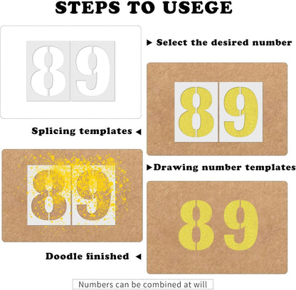 18 Inch Number Stencils Set, Large 0-9 Plastic Address Number Stencils Reusable Cake Digital Templates for Painting on Wall,Wood,Parking Lot,Mailbox and DIY Art Projects