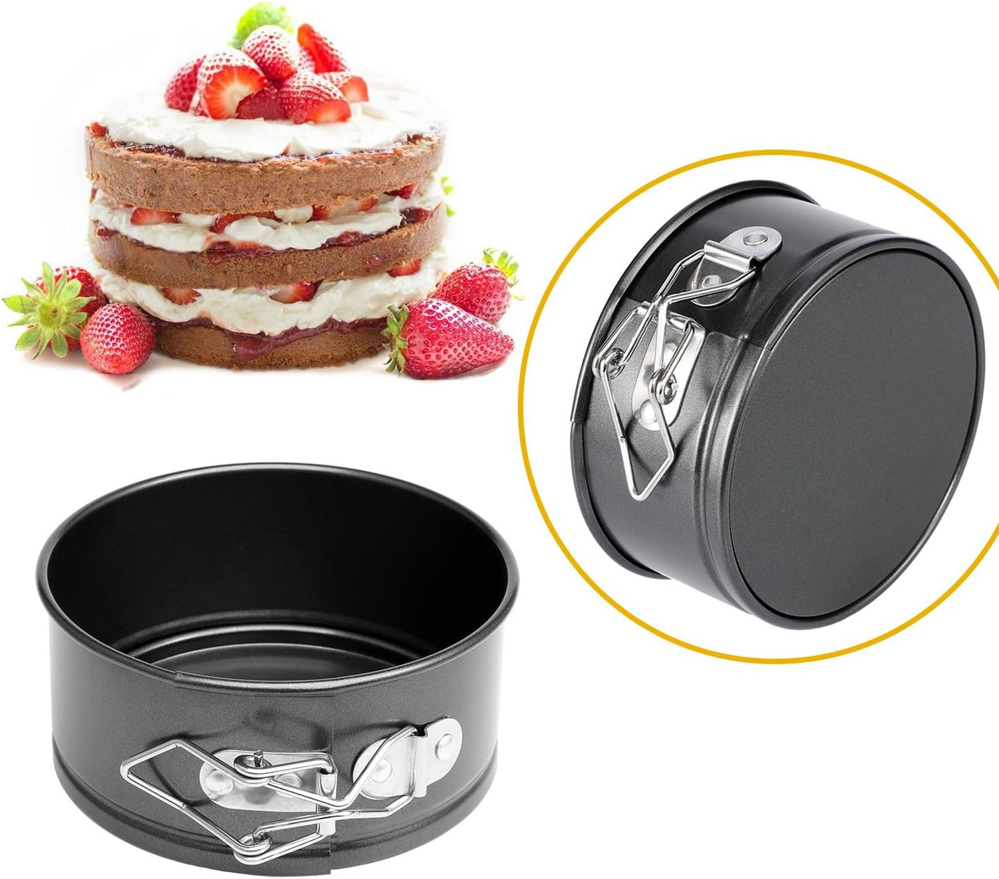 Hiware 4-Inch Mini Springform Pan Set - 4 Piece Small Nonstick Cheesecake Pan for Mini Cheesecakes, Pizzas and Quiches