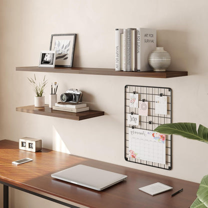 Wall Shelf Set of 3, Walnut Floating Shelves 24 in W x 10 in D x 1 in H, Wooden Floating Wall Shelf with Invisible Brackets for Living Room/Bedroom/Bathroom/Kitchen Storage and Decor