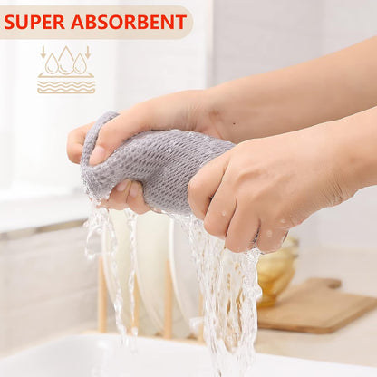 Kitinjoy 100% Cotton Waffle Weave Kitchen Dish Towels, 4-Pack Super Soft and Absorbent Kitchen Towels, 13 in x 28 in, Light Grey