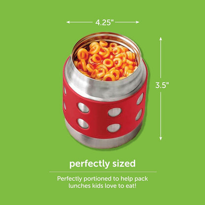 LunchBots Thermal 8 oz Triple Insulated Thermos - Hot 6 Hours or Cold 12 Hours - Leak Proof Thermos Soup Jar - All Stainless Interior - Navy Lid - Red Dots
