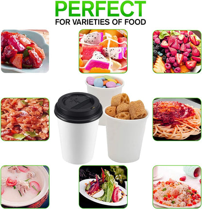 Smygoods White Disposable Paper Coffee Cups with Lids (10 OZ, 100 Count) For Hot Beverages, Tea, Espresso, Cocoa - To Go Drink Containers, Café & Office