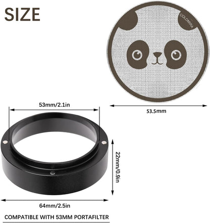 54mm Espresso Accessories Kit, Dosing Funnel and Puck Screen Set, Magnetic Coffee Funnel, 53.5mm Reusable Espresso Puck Screen, Espresso Tools(Panda)