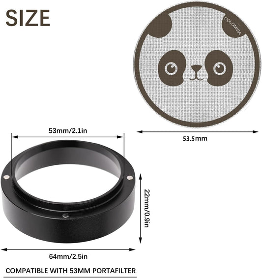 54mm Espresso Accessories Kit, Dosing Funnel and Puck Screen Set, Magnetic Coffee Funnel, 53.5mm Reusable Espresso Puck Screen, Espresso Tools(Panda)