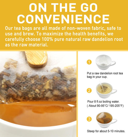 Olvvla - Dandelion Root Tea Bags - 2g X 80 Count - Premium Raw Dandelion Root - Caffeine-free - Non-GMO - Support Digestion & Cleanse