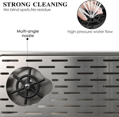 Pitcher Washer, Espresso Washer, Drainage and Drip Tray Stainless Steel Bar Glass Washer is The Sink, and The Cup Spray Washer is The Home Kitchen Hotel Cafe Restaurant (KF25-Silver)