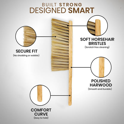 Rattleware Durable 11” Counter Brush - Solid Wood Handle, Horsehair Bristles & Static-Fre - Ideal for Home & Commercial Use
