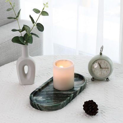 Koville Green Marble Tray for Bathroom Countertop, 10"x5" Natural Marble Vanity Tray Perfume Trays for Dresser, Stone Jewelry Dish Candle Holder for Home Decor, Stone Catchall Trays