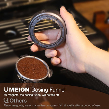 MEION 54mm Dosing Funnel for Breville Portafilters, Magnetic Espresso Dosing Funnel Coffee Funnel, Espresso Tools Espresso Accessories (54mm, Silver)