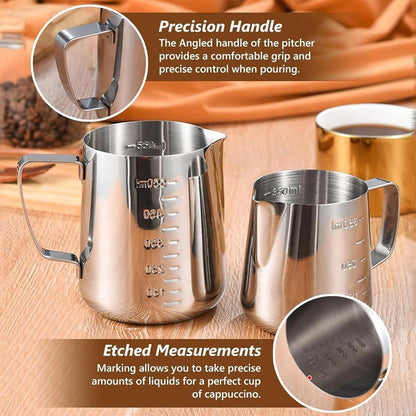 Coffee Tamper, 22 PCS Espresso Accessories Kit Including 51mm Coffee Tamper WDT Tool Tamper Mat Coffee Stirrer Latte Art Pen Milk Frothing Pitcher Coffee Stencils